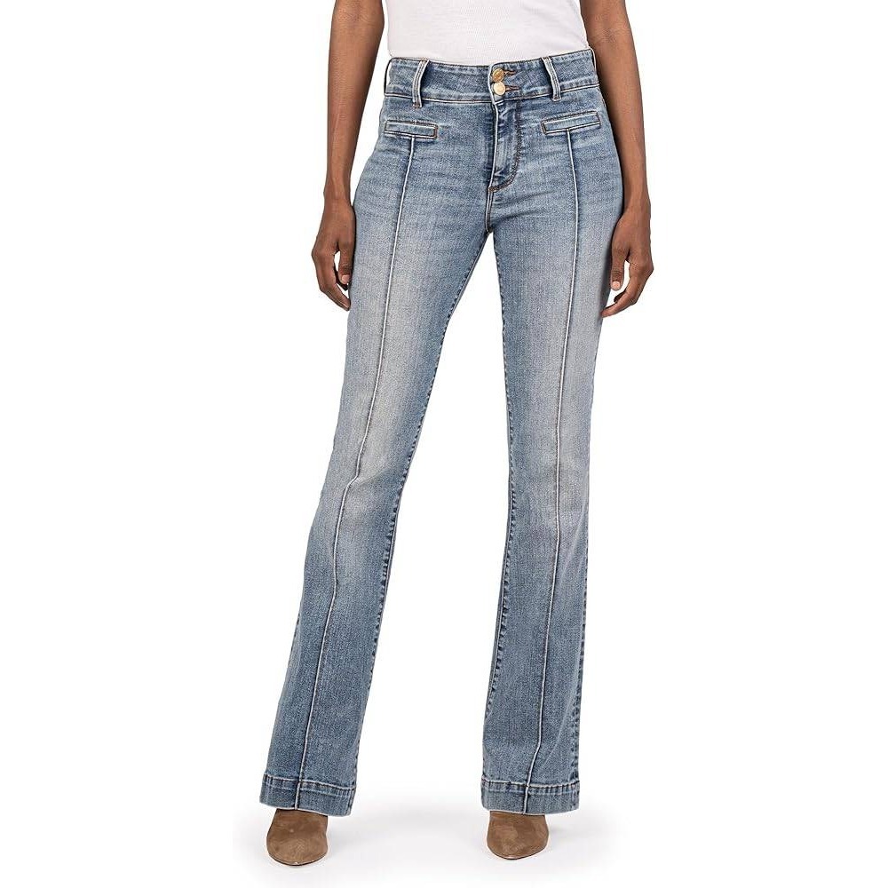 Kut from the Kloth Jeans Womens 12 Ana High Rise Flare Blue Medium Wash Denim